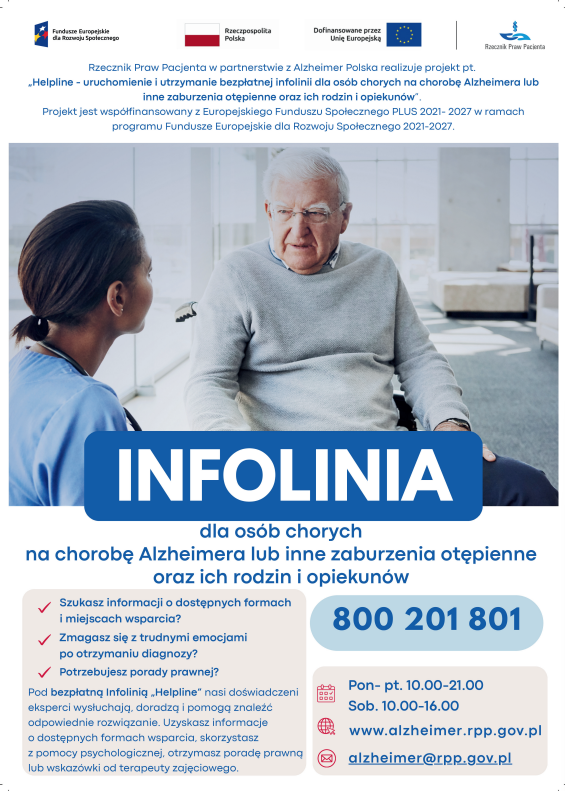 Helpline - bezpłatna infolina dla osób chorych na Alzheimera